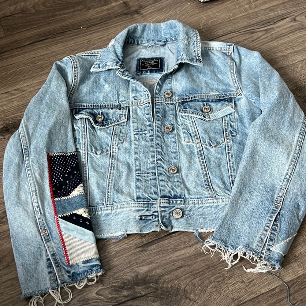 Abercrombie distressed with patches Jean jacket - WOMENS XS